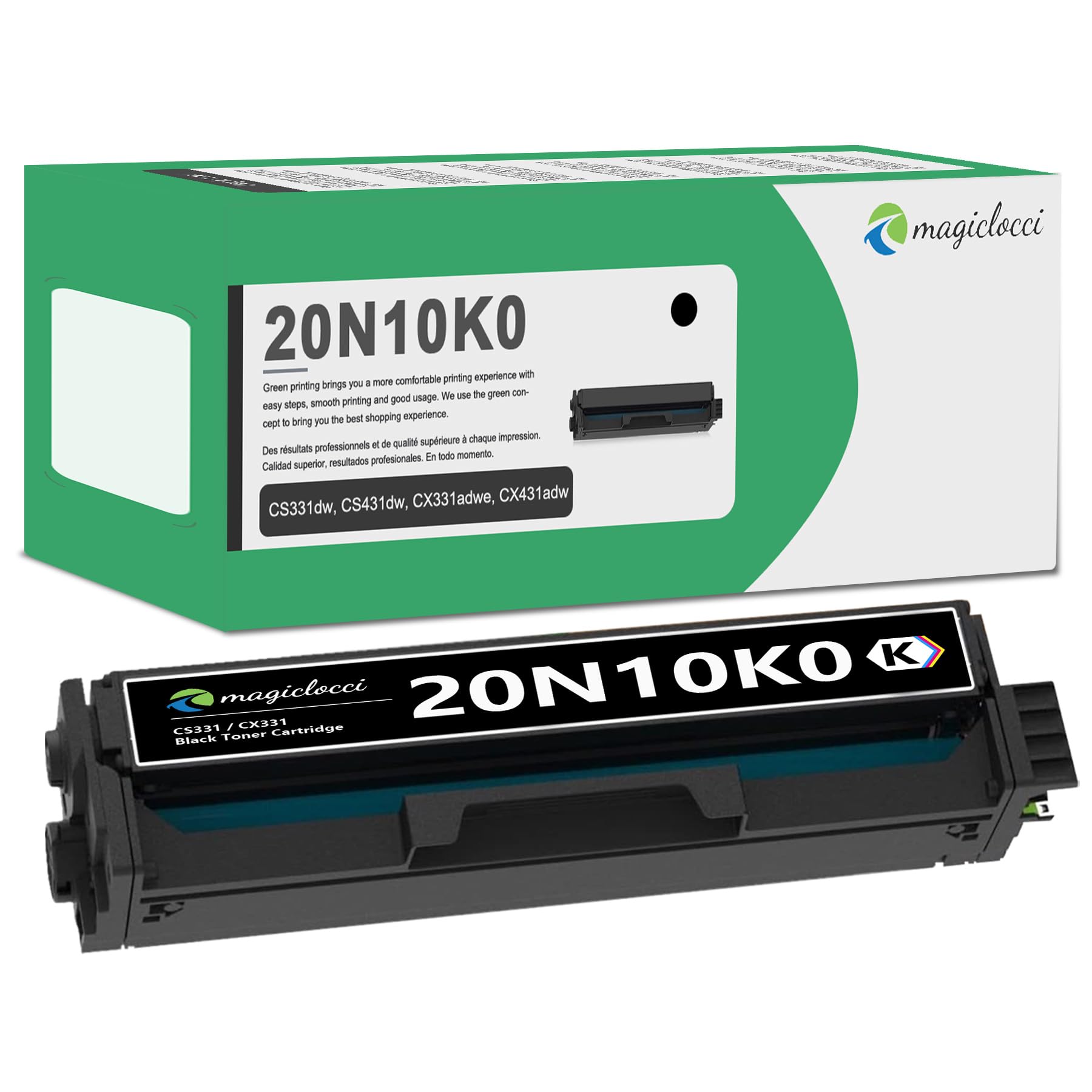 CS331/CS331 Black Toner Cartridge 20N10K0 Compatible Replacement for Lexmark 20N10K0 Black Toner Cartridge Work fit with CS331dw, CS431dw, CX331adwe,
