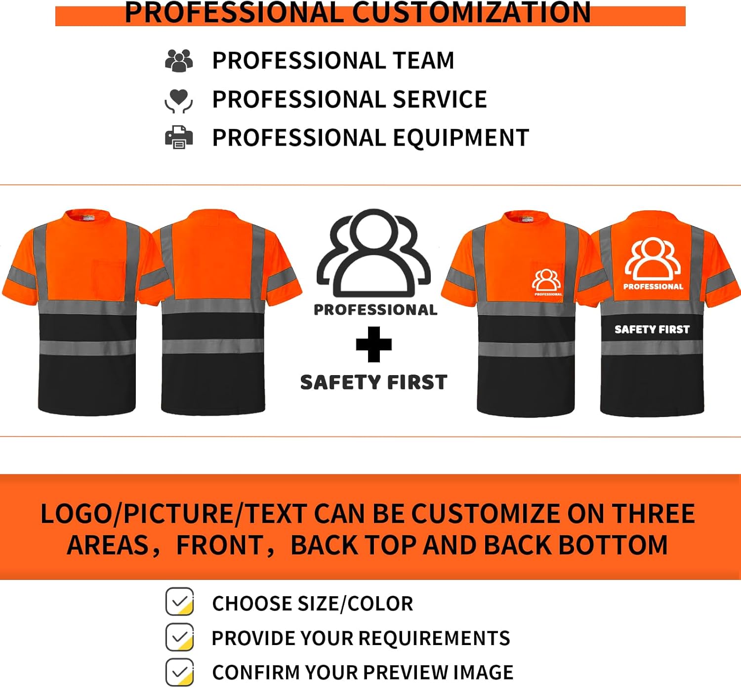 BeautyWill Custom Logo High Visibility Safety Shirts ANSI Class 3 Standard Personalized Reflective Shirts