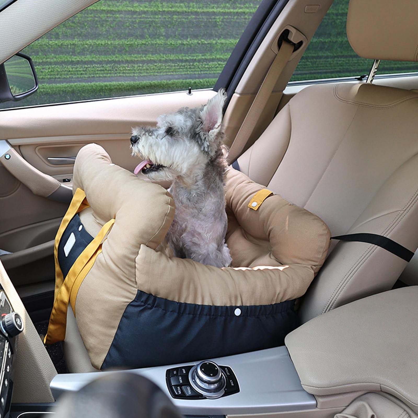 & Secure - Bolso de viaje para mascotas transpirable para perros pequeños con cinturones que garantiza comodidad en el coche, cama para perro