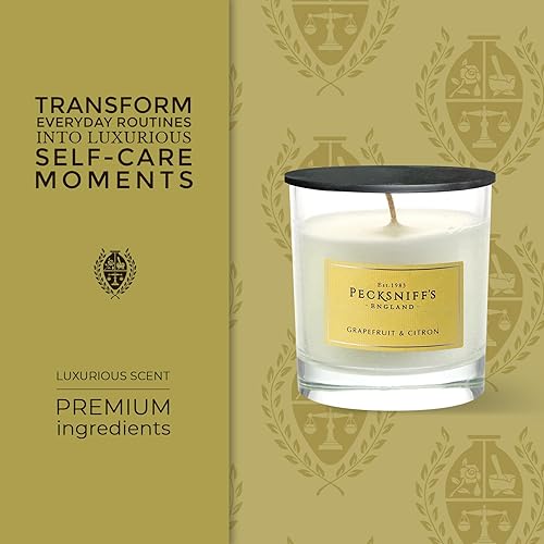 Miniatura 2 de Pecksniffs - Vela perfumada clásica blanca con 1 mecha, pomelo y cítrico, velas de lujo elegantes de vidrio - 6.49 onzas
