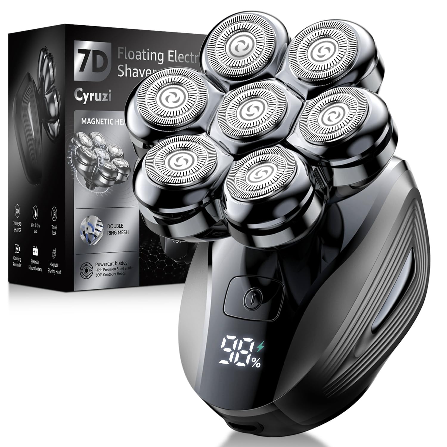 Cyruzi 7D LED Head Shaver Hunter Green