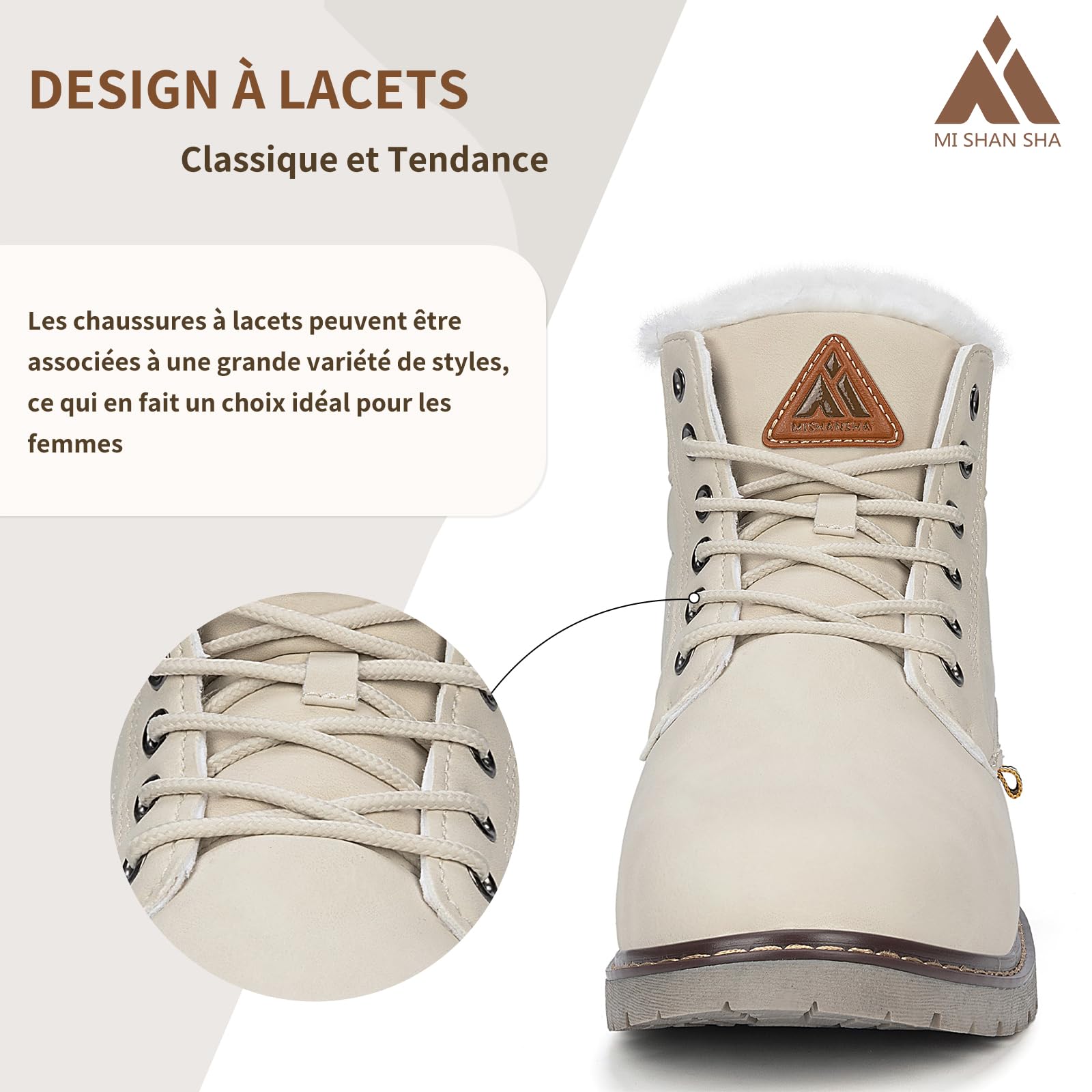 Mishansha Bottes de Neige Femme Hiver Fourrées 36-42 EU | Chaussures, Randonnée, Chaudes, Antidérapante, Trekking, Outdoor, Promener son Chien
