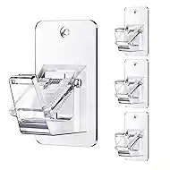 No Drill Curtain Rod Brackets, Universal Curtain Rod Holder, 4 Pack Self Adhesive Curtain Rod Bracket Heavy Duty 30 LB, Nail Free Curtain Rod Bracket for Bathroom, Bedroom, Livingroom, Transparent