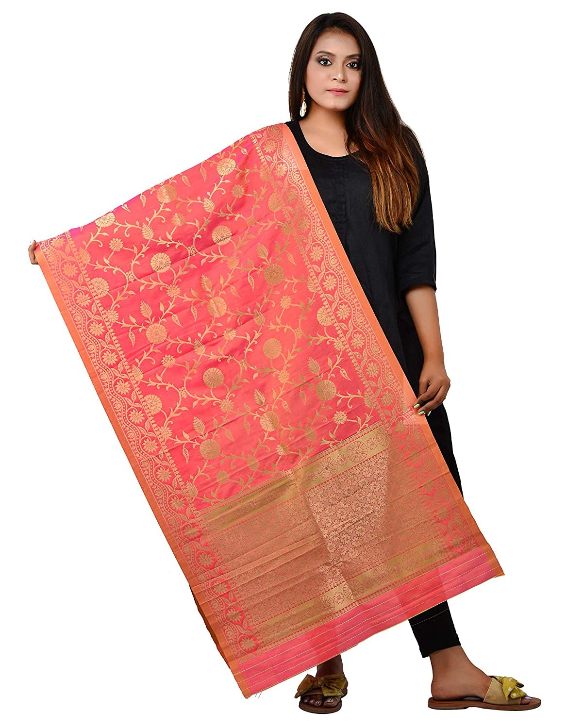 granth enterprise Women's Dupatta For Indian wear Jacquard Banarasi Art Silk Printed Zari & Resham Work Woven Only Dupatta/Chunni For Women Gorgeous Printed Designer Chunni-picture-26