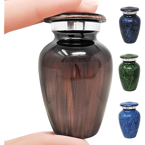 Small Keepsake Cremation Urns for Ashes | Keep Your Loved Ones Memory Close | Elegant Everlasting Tribute | Mini Personal Memorial for Remains, Hair, Dried Flowers, Sacred Earth | Threaded Lid | Brown