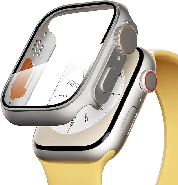 PZOZ Compatible with Apple Watch Series 7/8 45mm Screen Protector,iWatch PC Case Tempered Glass Film Bumper Protective Cover for i Watch