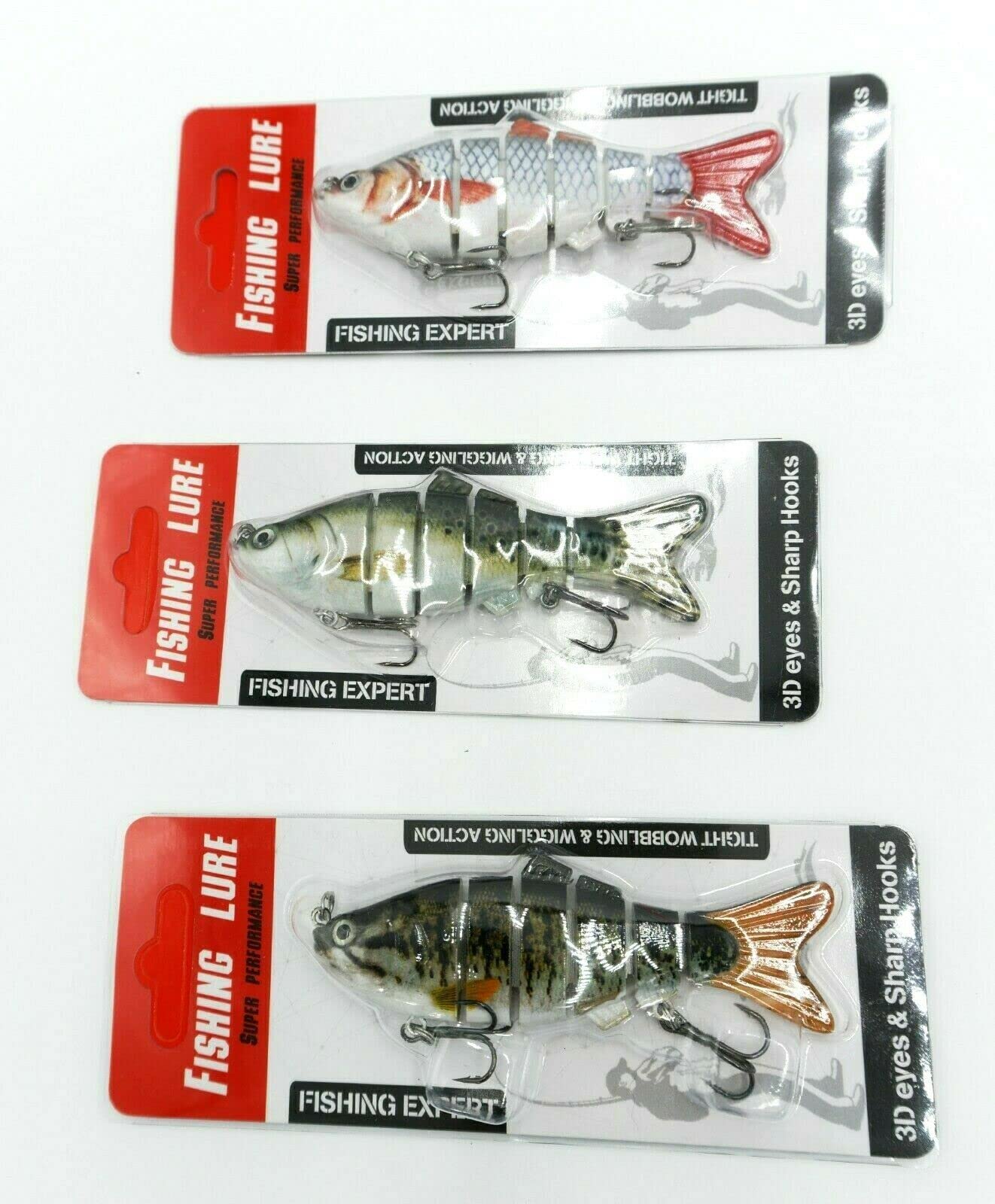 Tactical Fishing 3-Piece Articulated Curtain Lure Set - Realistic Swim Action, Slow Sinking, 11cm 16g - View #2