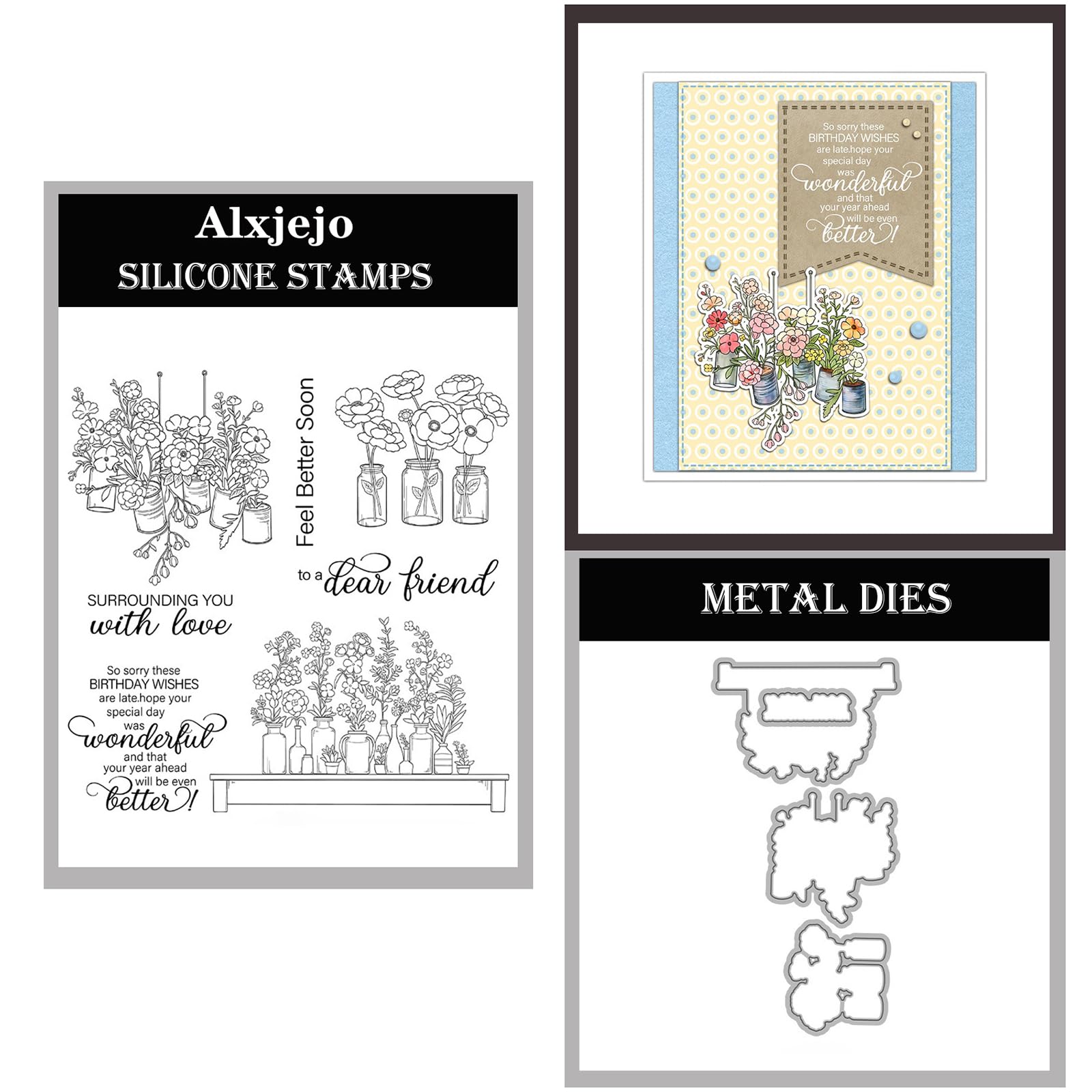Alxjejo Cutting Dies and Stamps Set 2024-2025-2026,Stamps and die for Card Making for DIY Birthdays, Thanksgiving Day, Valentine's Day, Scrapbooking, Art Craft, Festivals Greeting Card Album