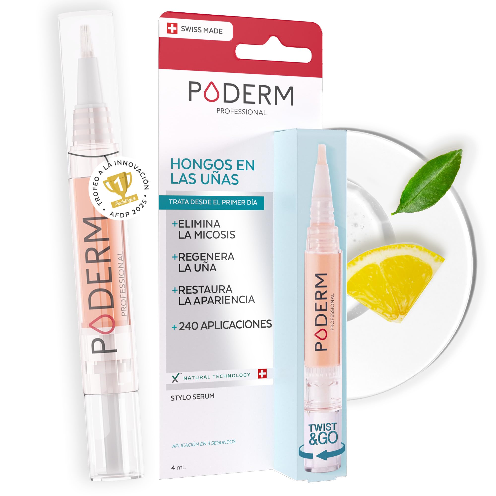 Poderm Lápiz Sérum para Hongos en las Uñas – Desarrollado por un Podólogo – Fabricado en Suiza – Supplend Lápiz para el Cuidado de Uñas de Manos y Pies – Tratamiento para Hongos y Uñas Dañadas