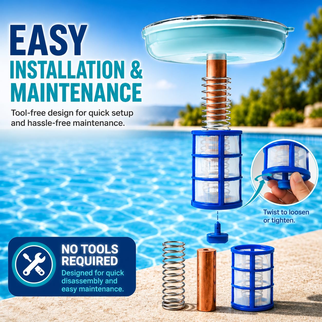 XtremepowerUS Le système 90120 réduit Le Chlore et Les algues purificateur Solaire de Piscine, Bleu... (ioniseur Solaire cuivre)