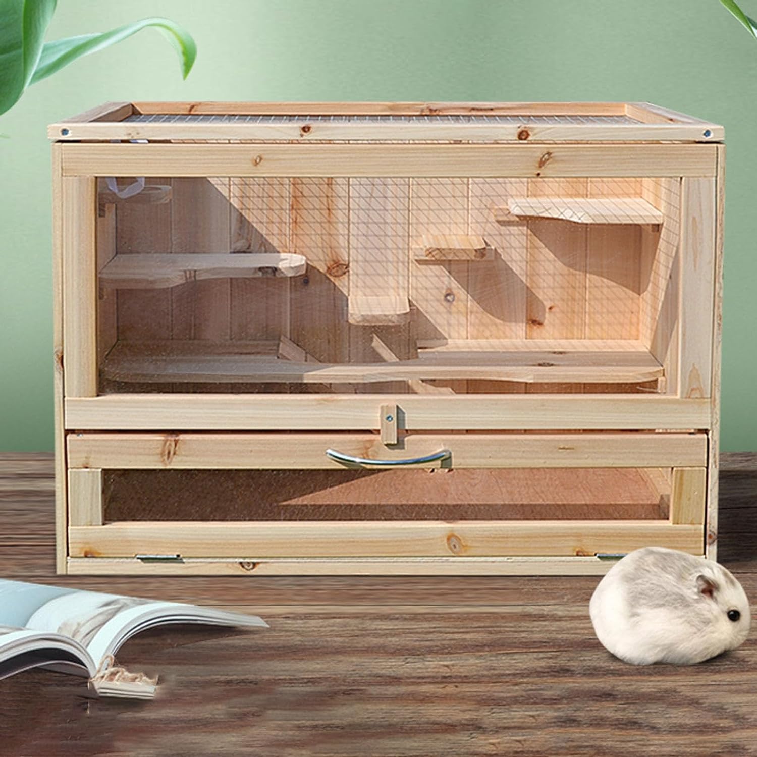 Jaula for hámster - Jaula for conejos Jaula for animales pequeños Jaula for hámster Jaula for cobayas de madera Jaula for chinchilla Jaula for hámster enano, cobaya, chinchilla, parte superior abrible
