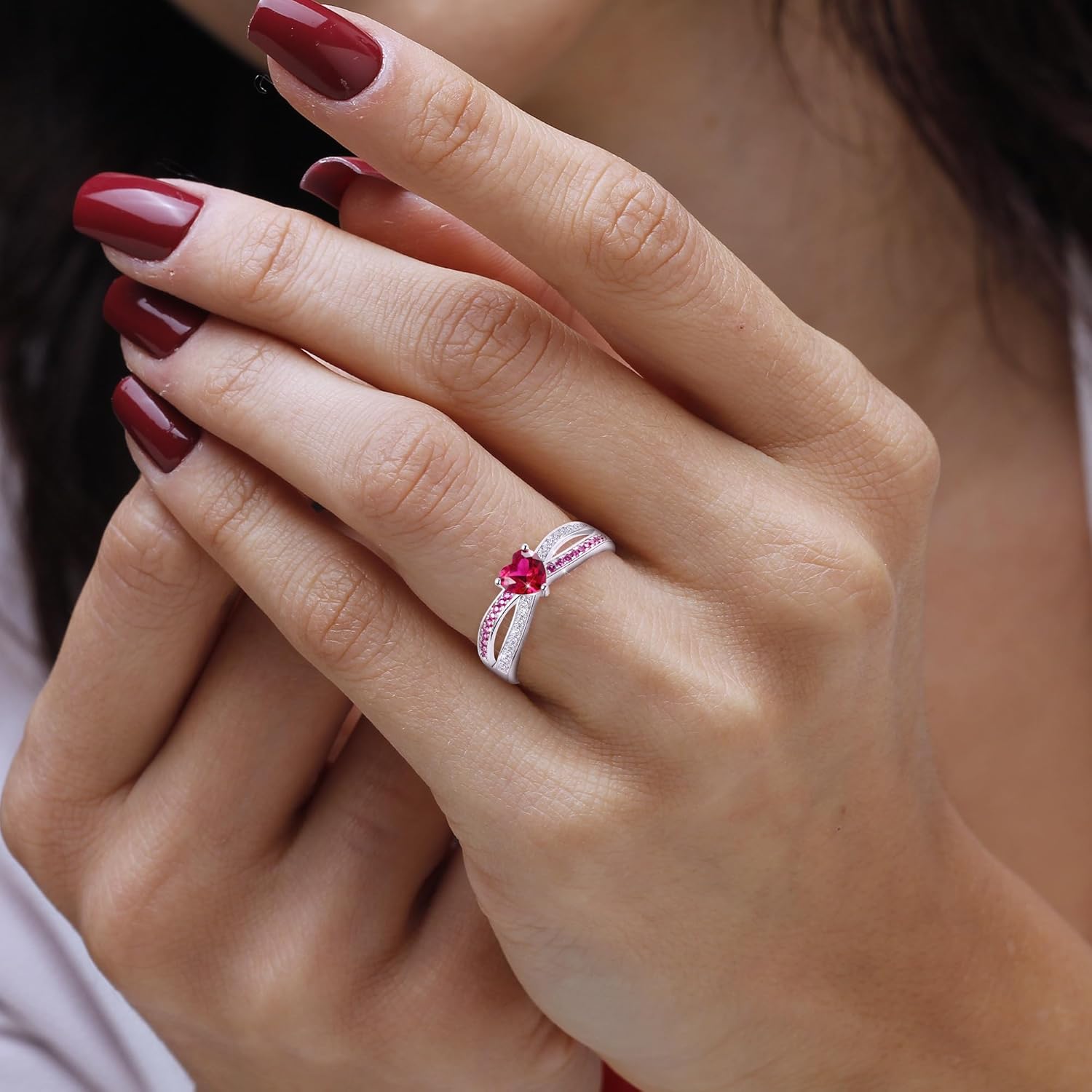 S925 Sterling Silver Promise Rings For Her Heart Birthstone Ring Wedding Engagement Valentine's Day Jewelry For Women