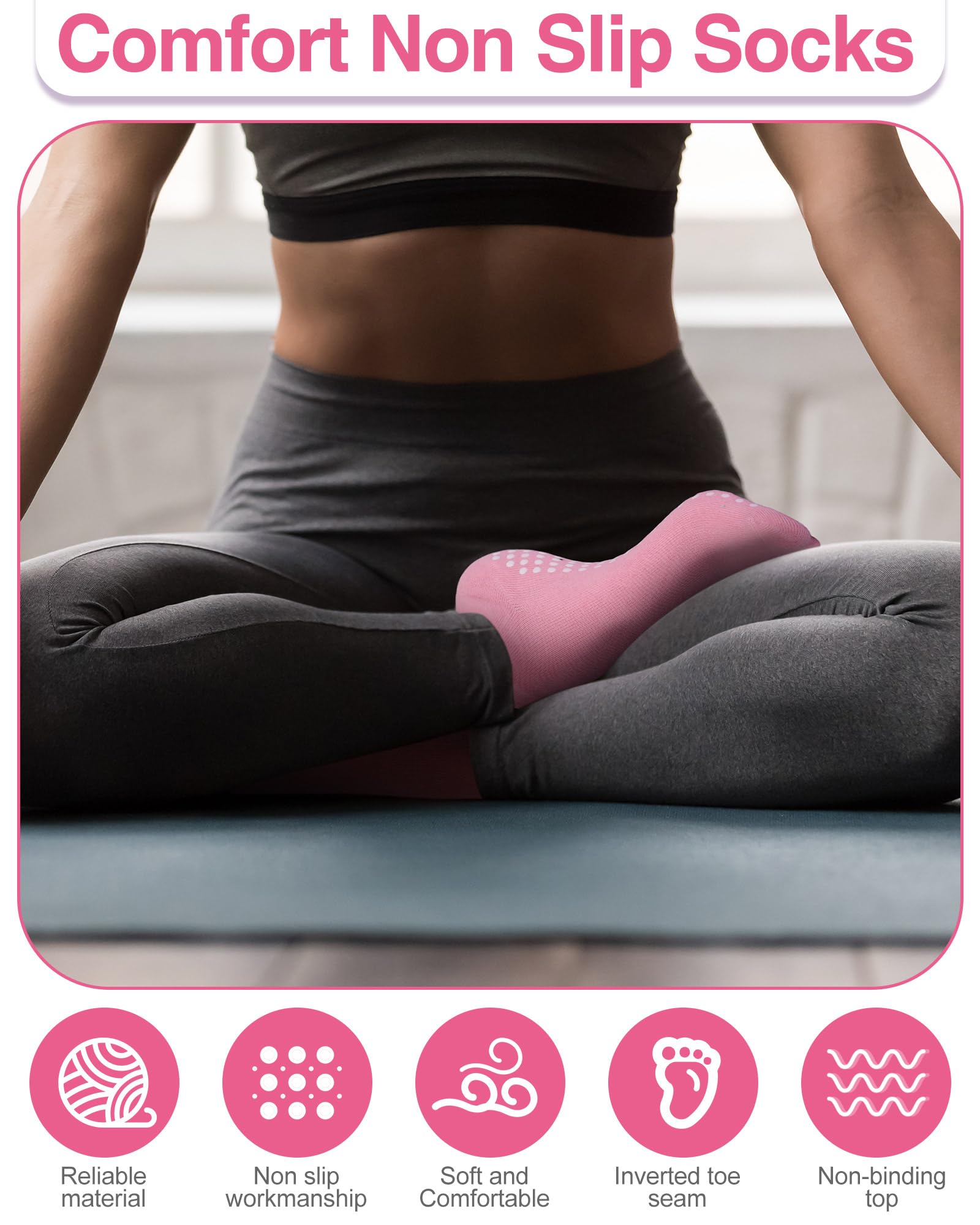 Chuarry 60 pares de calcetines de yoga de algodón antideslizantes para mujeres mayores, hospitales, pilates, ballet