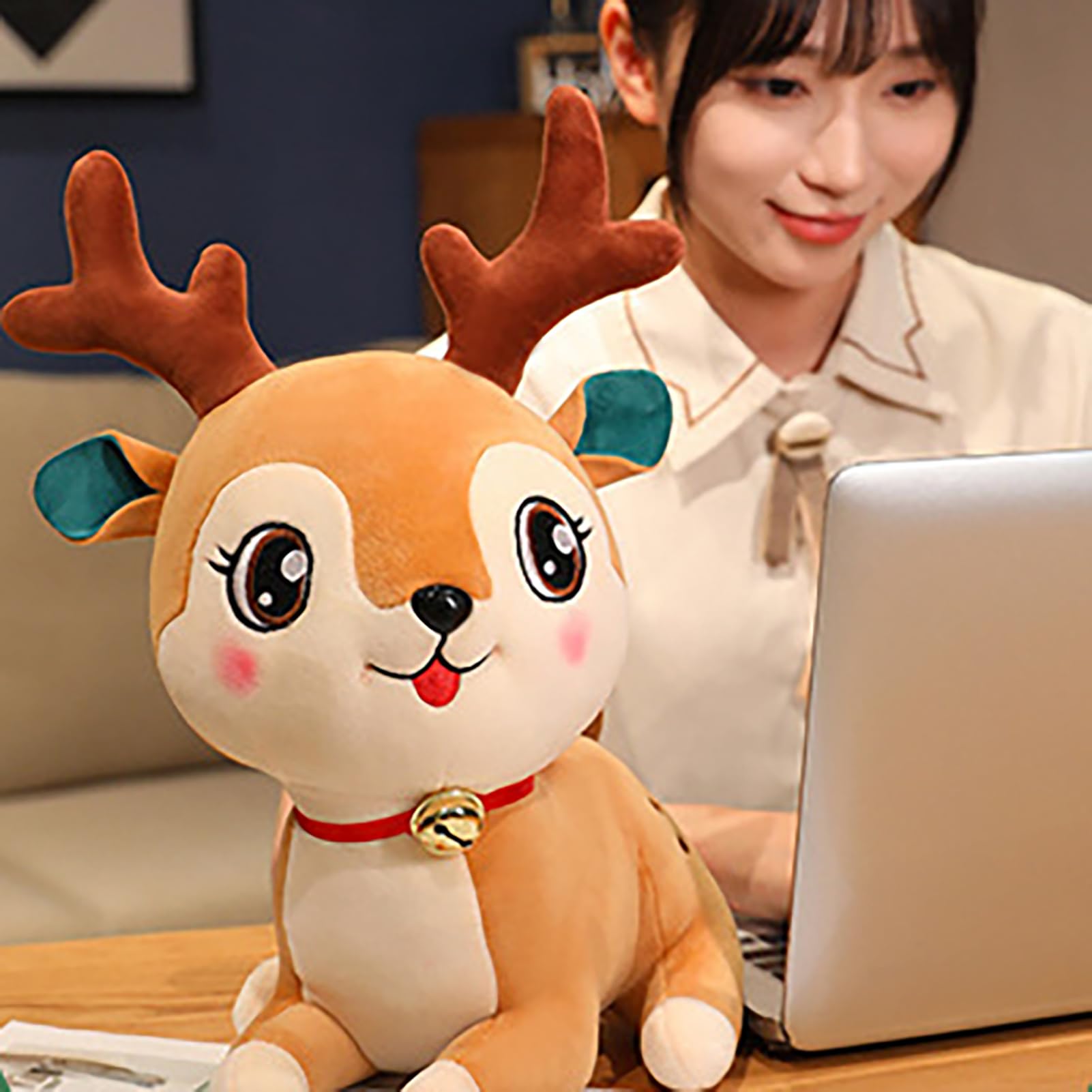 Peluche De Ciervo De Navidad Y San Valentín – Muñeca Almohada De 35 Cm, Regalo De Cumpleaños Y Temporada De Graduación