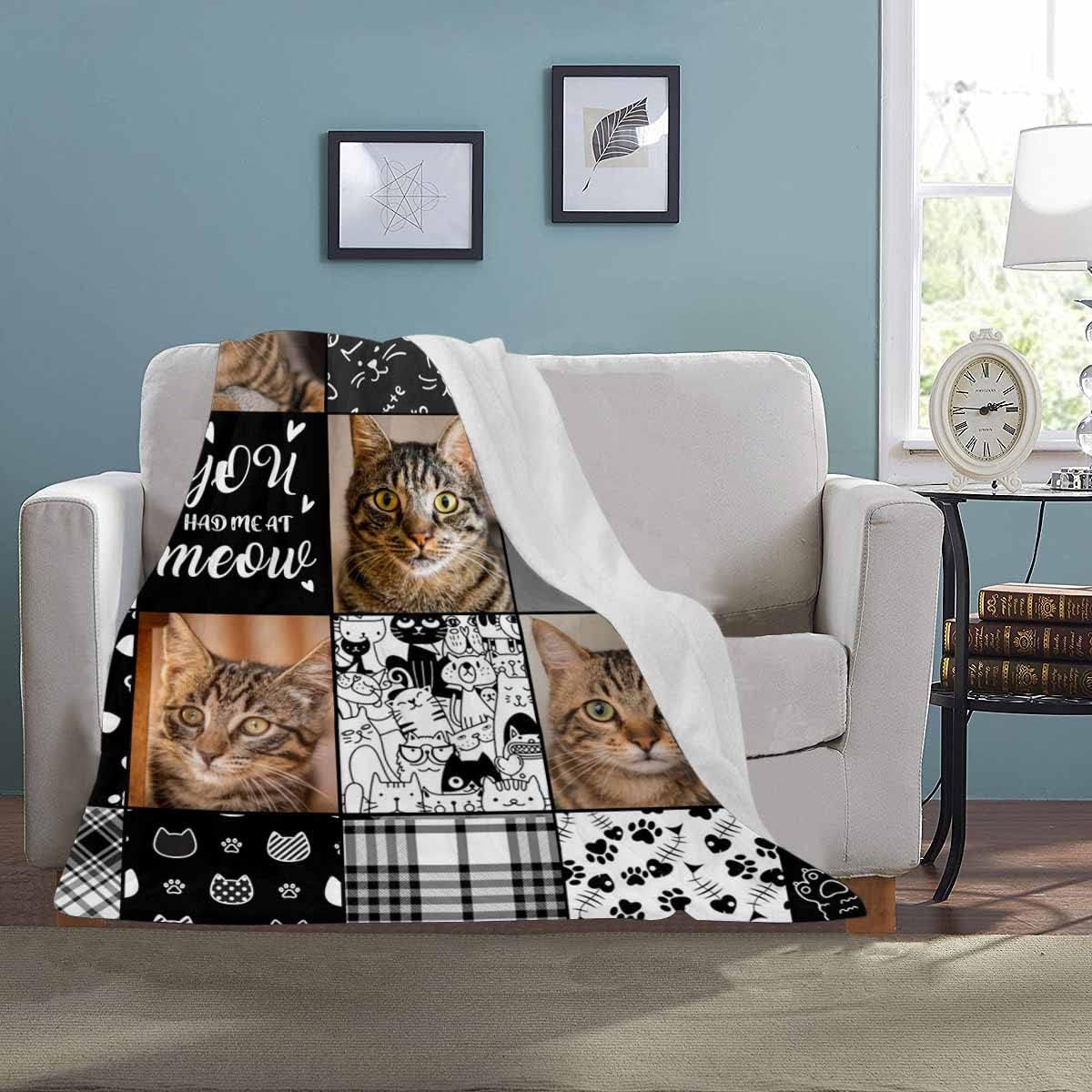 MyPupSocks Custom Pet Memorial Gifts, in Loving Memory of Cat Bed Blanket Personalized Throw Blanket with Photos in Loving Memory of Cat Picture Blanket for Sympathy Remembrance Gifts 40x50