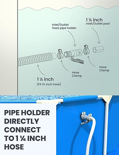 Miniatura 4 de POOLHACKER Soporte para tubo de piscina, 2 piezas de 14 de pulgada de soporte de manguera de agua con montaje de abrazadera para piscinas sobre el
