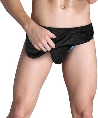 Mens Sexy Short Support Thong Underwear Split Side Pajama Black 2XL