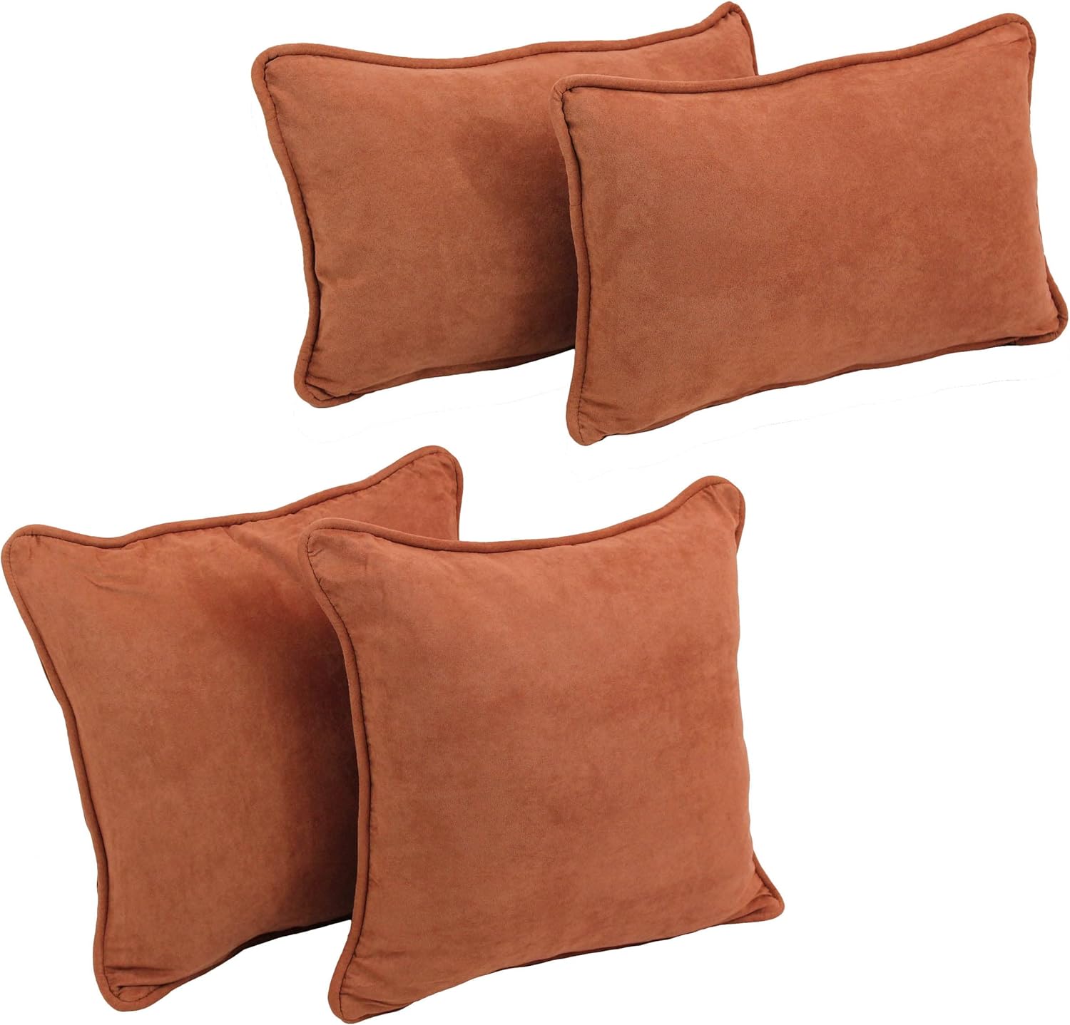 Blazing Needles Corded Microsuede Throw Pillow Set, Bery Berry 4 Count