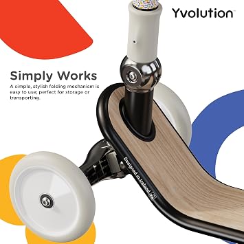 Yvolution Yイヴォリューション Y Glider クラシック 3輪キックスクーター 子供用 – 傾きのあるステアリング、調節可能なハンドルバー、折りたたみ式デザイン – 対象年齢3~8歳、最大重量110ポンド