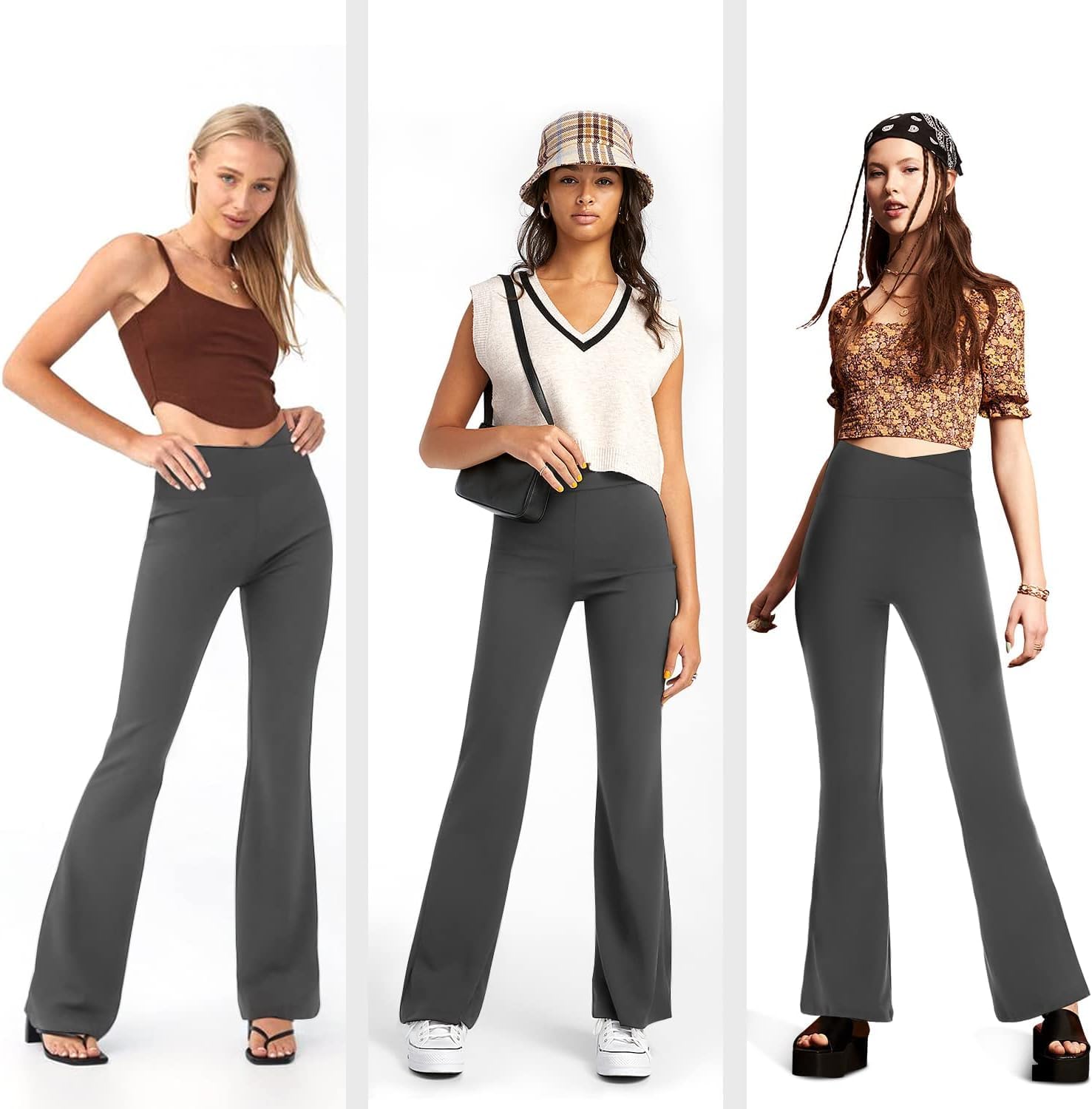 [2025] Flare Leggings for Women High Waisted – Bootcut Yoga Pants with Tummy Control – Workout, Lounge & Spring Break Essentials – Trendy Women’s Clothing