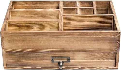 Miniatura 2 de Liry Products Organizador de madera rústica, gabinete de almacenamiento de cosméticos, caja de exhibición de maquillaje, suministros de oficina,