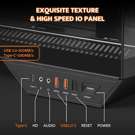 darkFlash Full-Tower ATX Gaming PC Case, Back Plug-in Motherboard, Vertical GPU Mounting, Dual-Chamber, Panoramic Glass, Up to 2 x 360mm Radiators, RTX 40 Compatible(DY470) (1 PWM ARGB Fan, Black)