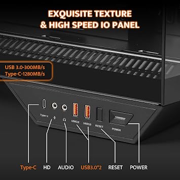 darkFlash Full-Tower ATX Gaming PC Case, Back Plug-in Motherboard, Vertical GPU Mounting, Dual-Chamber, Panoramic Glass, Up to 2 x 360mm Radiators, RTX 40 Compatible(DY470) (1 PWM ARGB Fan, Black)