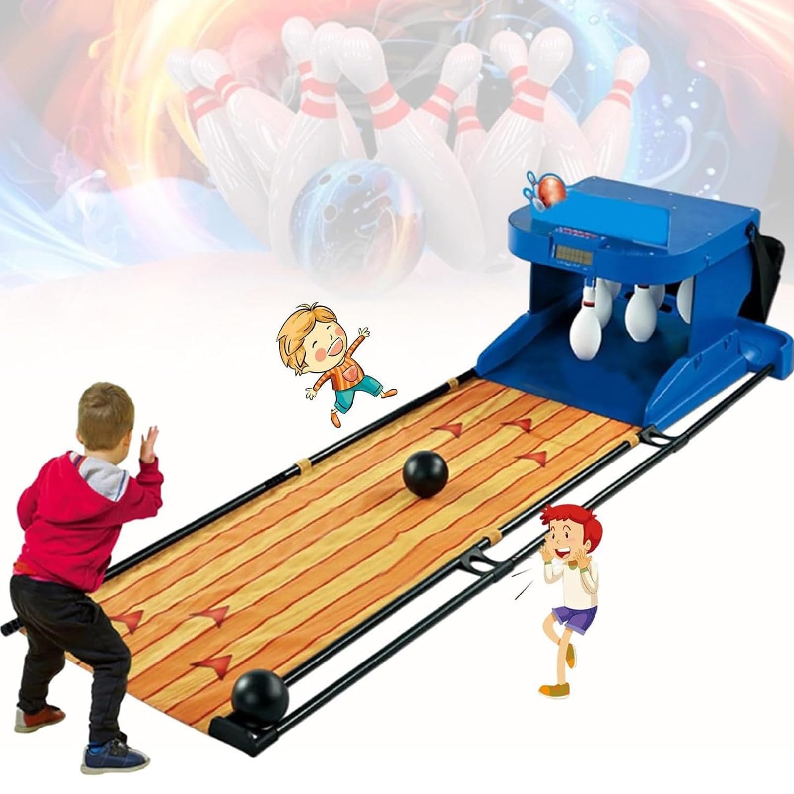 Gioco Arcade di Bowling, Console Sportiva da Interno con Tabellone Segnapunti A LED con Reset Automatico, Illuminazione E Suoni Simulati - Divertimento per Bambini E Adulti 3.5m/11ft
