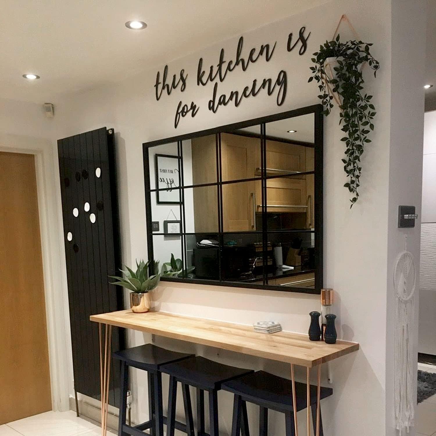 Hoagard This Kitchen is for Dancing Metal Wall Art, Black, Metal Wall Quote, for Minimalist Kitchen Déco