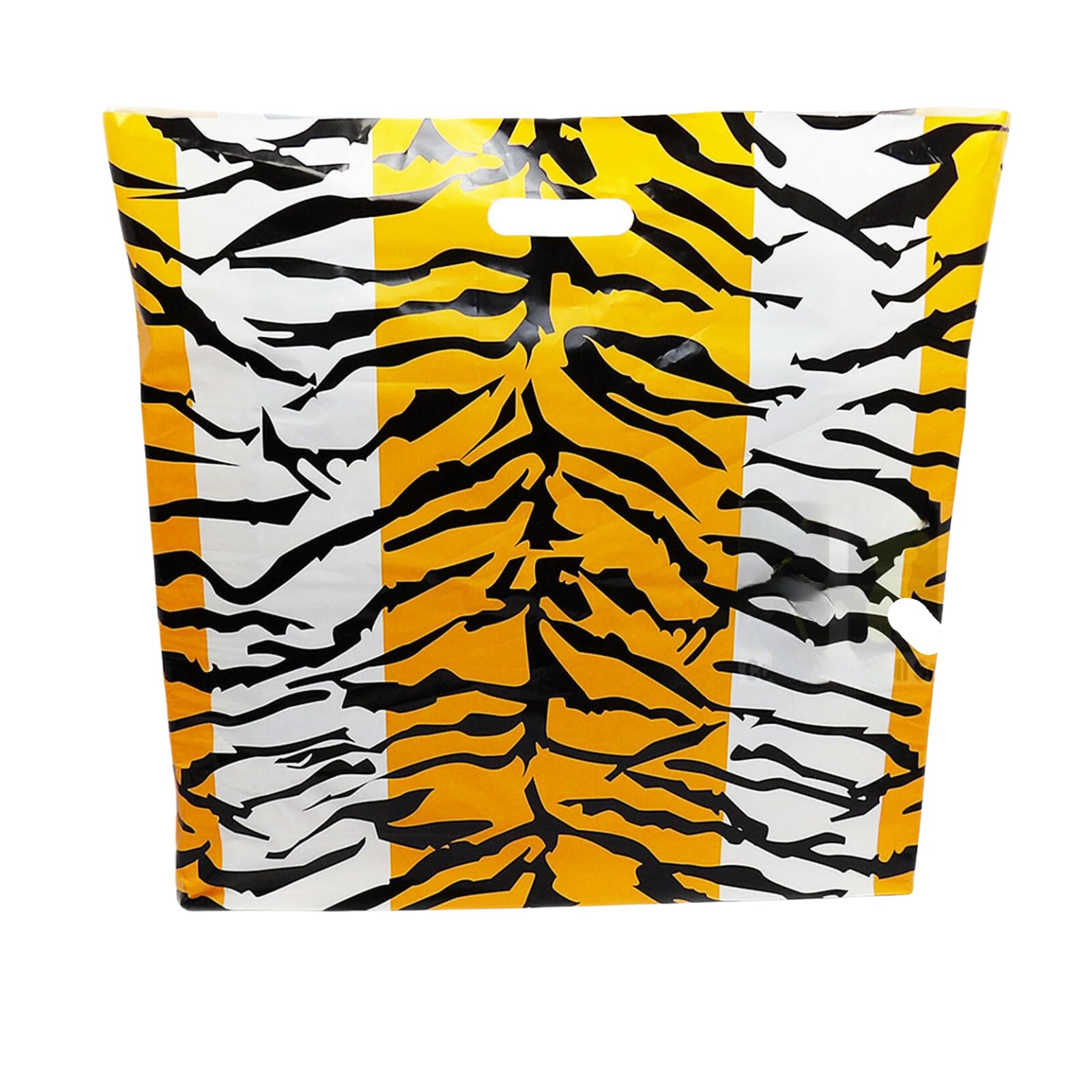 CompleteShopfittings 100x Plastic Tiger Printed Design Carrier Bags 22"x18"+4(Large) - Modern Printed Strong Gift Shopping Bags
