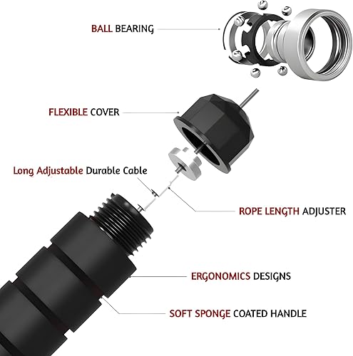 Miniatura 4 de Cuerda de saltar, cuerda de saltar ajustable, velocidad rápida sin enredos con rodamientos de bolas para hombres, mujeres y niños, ejercicio en casa