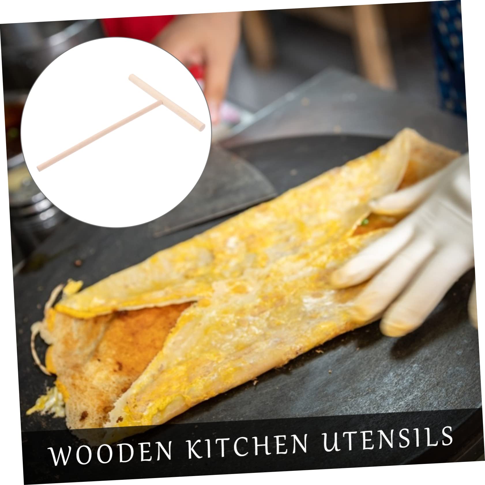 Unomor Crepe Tools Spreader 2 Pieces Wood Crepe Batter Spreader for Uniform Dough Application for Wooden Kitchen