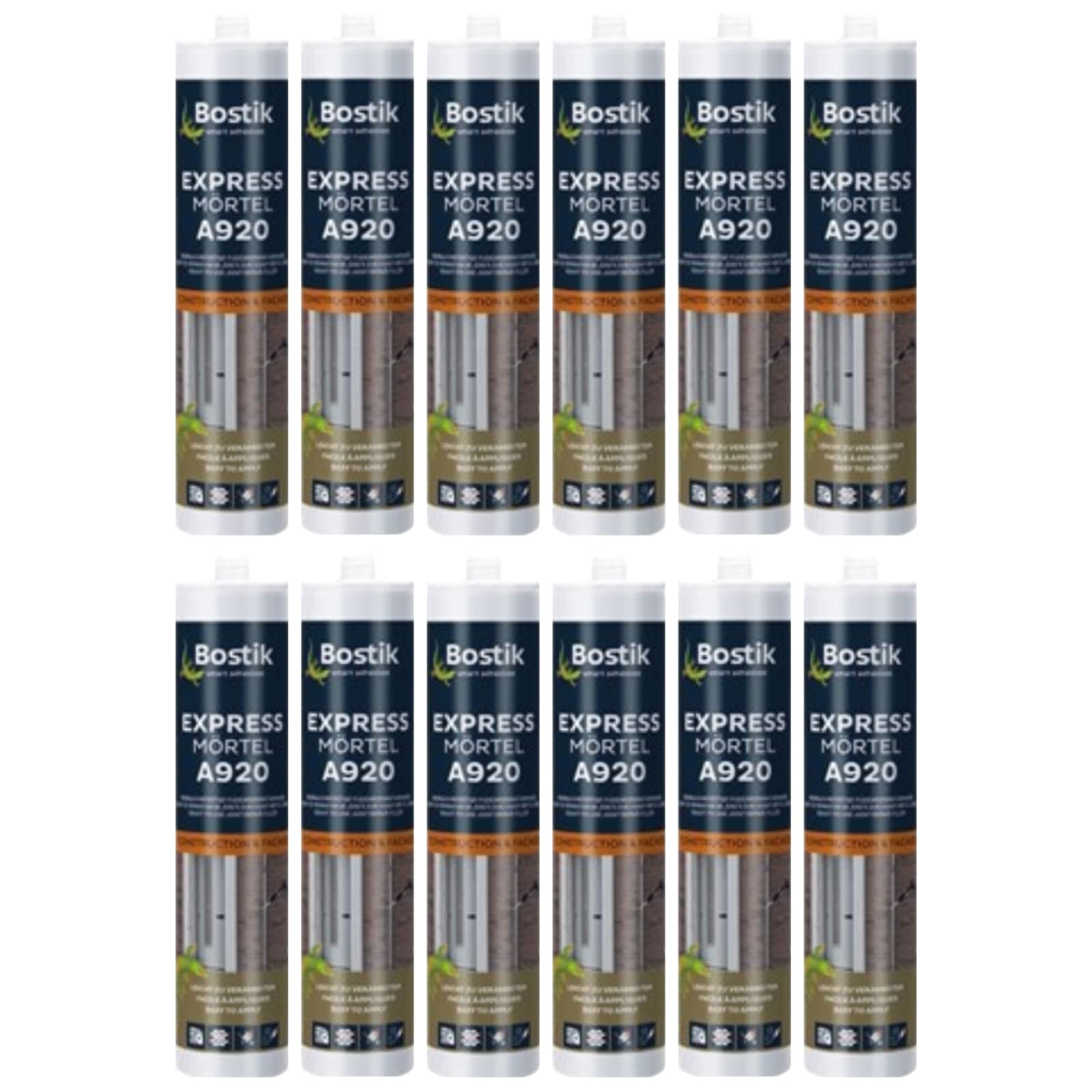 Bostik A920 - Mortero para juntas (12 unidades, resistente a la intemperie, para interior y exterior, 300 ml), color gris