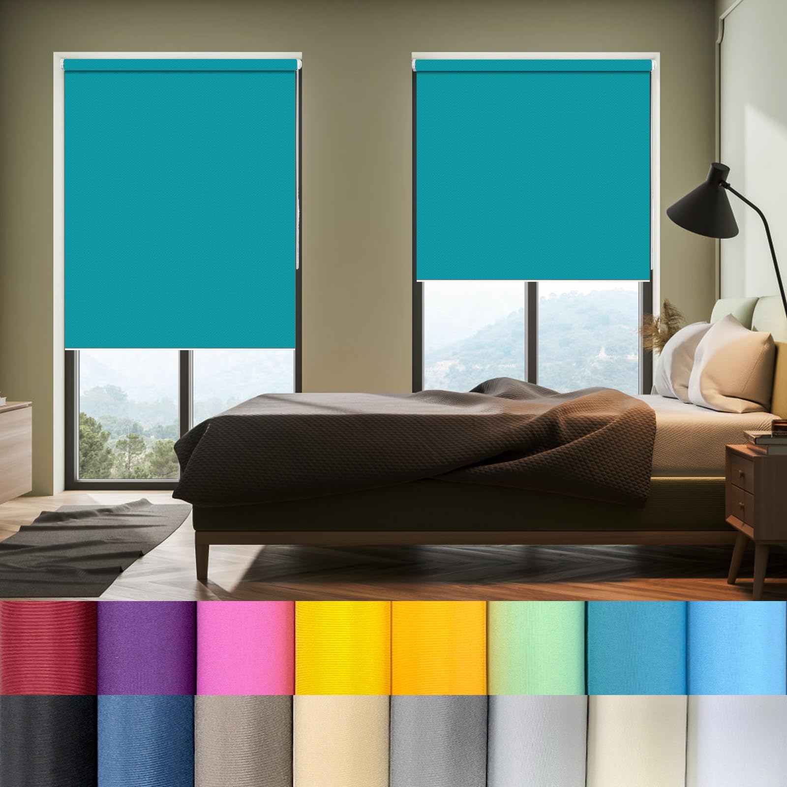 Blackout Roller Blinds 75 x 180 cm Blackout Blind, Window Blinds, Blackout Blinds Thermal Insulated,UV Protec, Made to Measure for Bedroom Nursery Loft Travel RV Car, Sky Blue — image 1