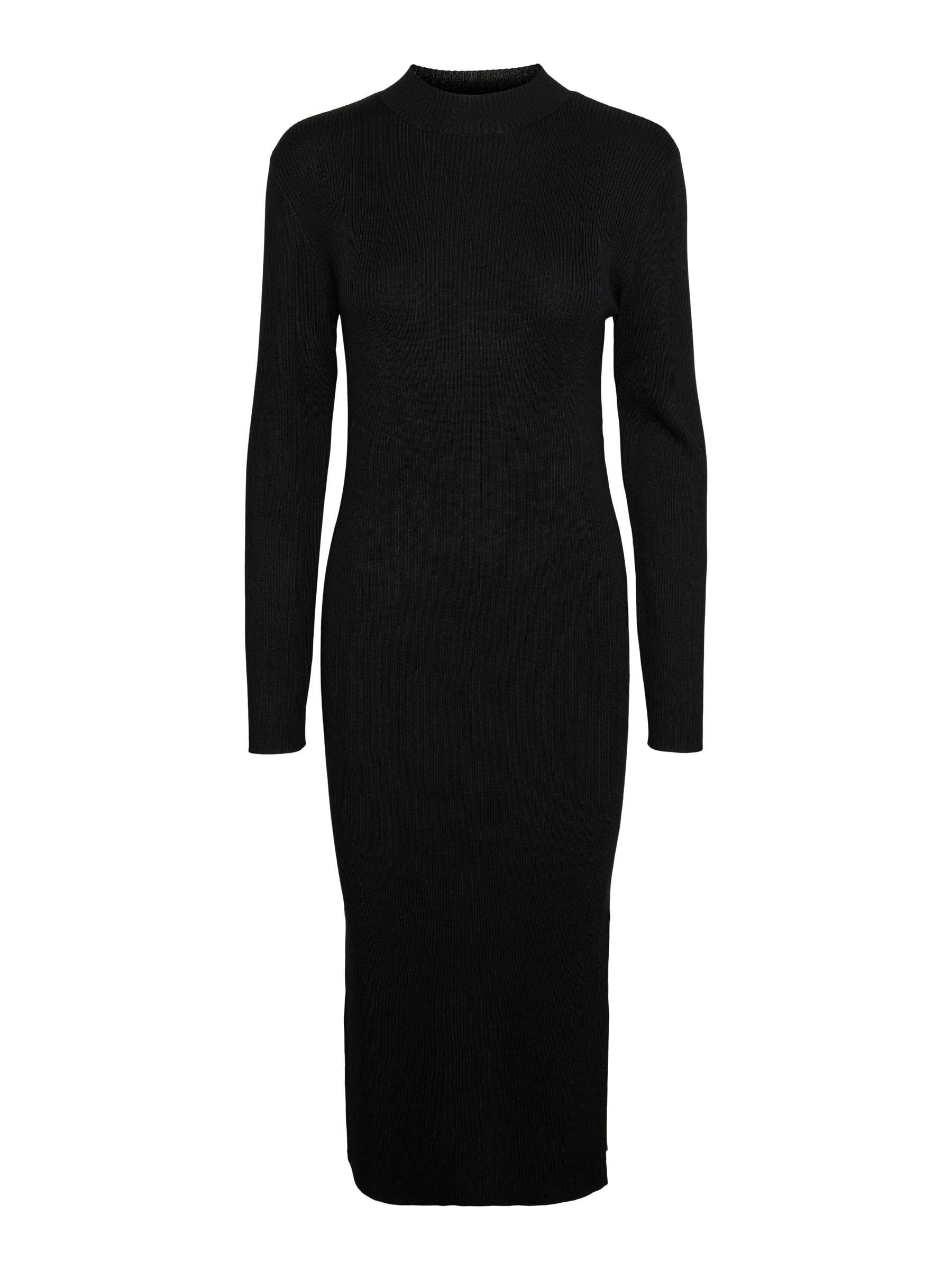 VERO MODA Women's Vmlynzi LS Calf Knit Dress VMA Noos Knitted Dress (Pack of 1), Black, M