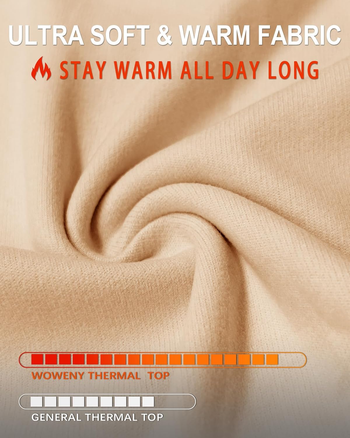 WOWENY Thermal Shirts for Women V Neck Fleece Lined Long Sleeve Base Layer Soft Warm Underwear Tops Cold Weather - Image 3
