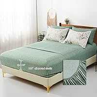 Vista 4 de WONGS BEDDING - Juego de edredón botánico reversible de 7 piezas, cama en una bolsa, de microfibra suave, tamaño full, hojas verdes