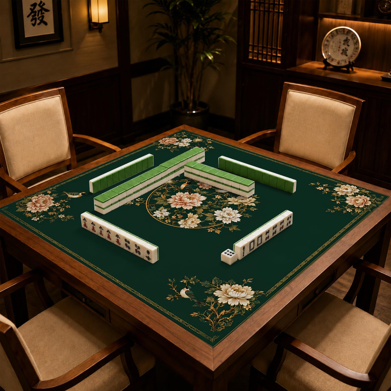 Hiseng Tapete Mahjong para Mesa (Estilo Chino 4,90x90cm)