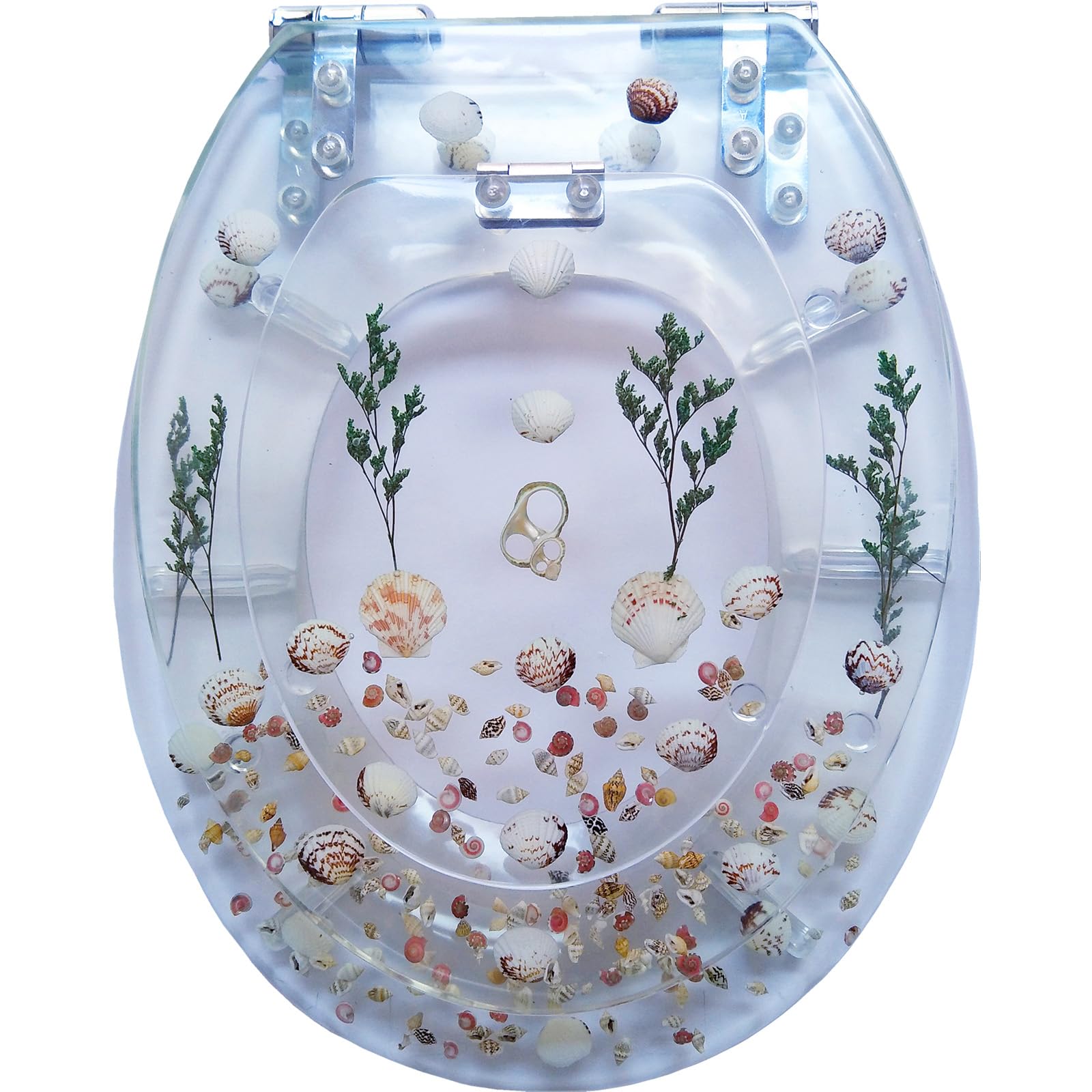 Toilet lid, Elongated Resin Toilet Seat with Alloy Hinges Easy to Install and Clean Thickened Lid(C)