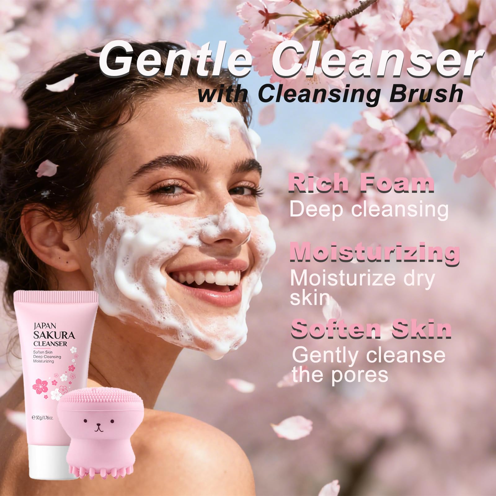 Sakura Skincare Set with Gua Sha, 13-Piece Skin Care Kit