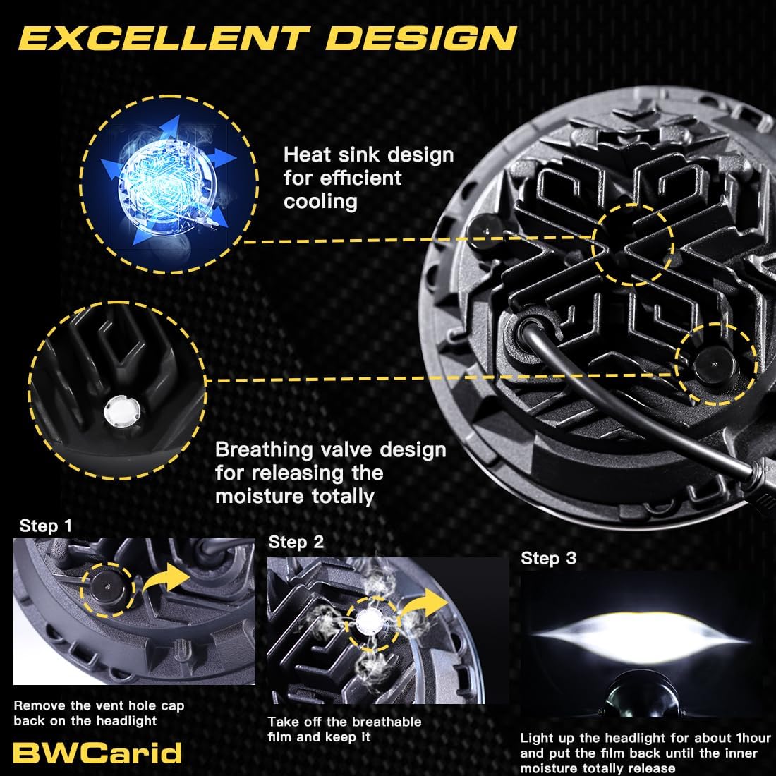 7" Inch LED Motorcycle Headlight with Housing Bucket Mounting Brackets Hi/Low Beam Headlamp for H-arley Yamaha Honda Cafe Racer Bobber Chopper Scrambler Streetbike w/34~42mm Fork Tube, White