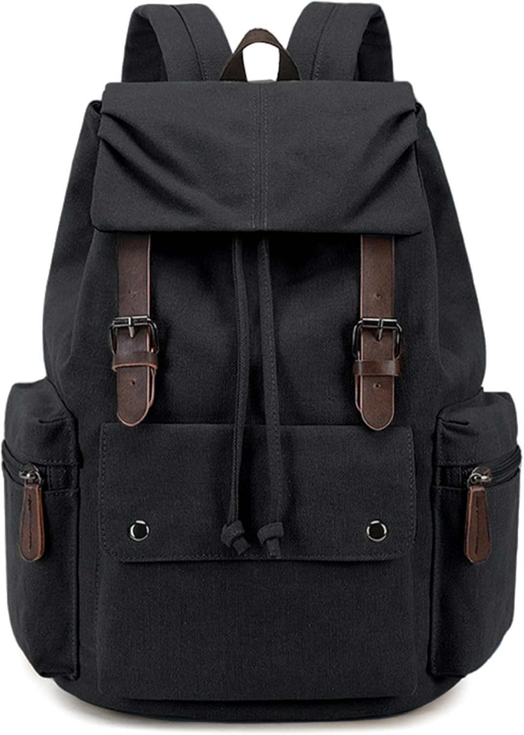 Retro Canvas & Leather Laptop Backpack, 15.6 Inch Durable Unisex Bag for Hiking, Work & Travel, Water Resistant Daypack