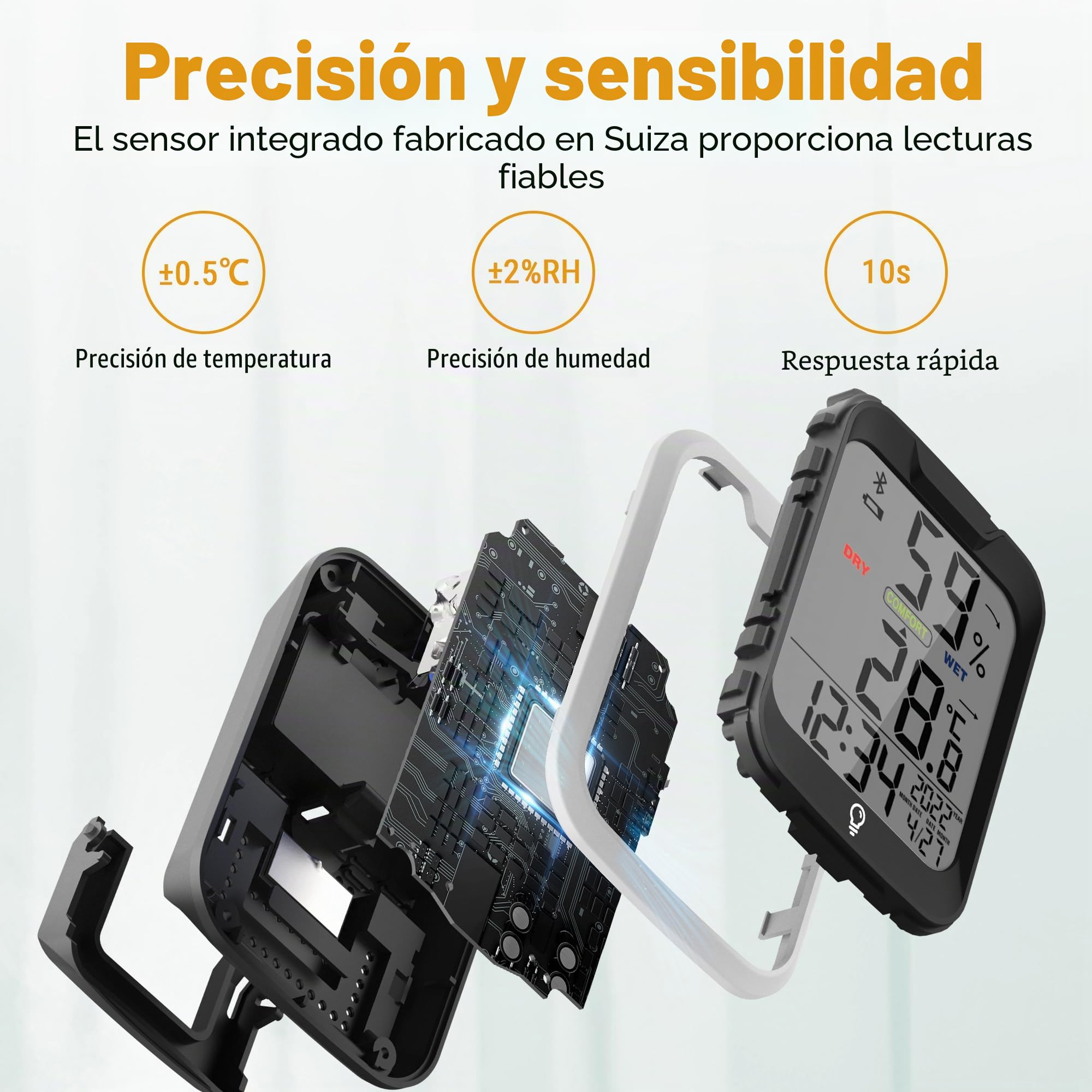 TempPro TP358 Termómetro Higrómetro Inteligente con Bluetooth, 2 Piezas | Termómetro Digital Casa, Pantalla LCD Retroiluminada, Almacenamiento de Datos, Alertas, Hora y Fecha(Anteriormente ThermoPro)