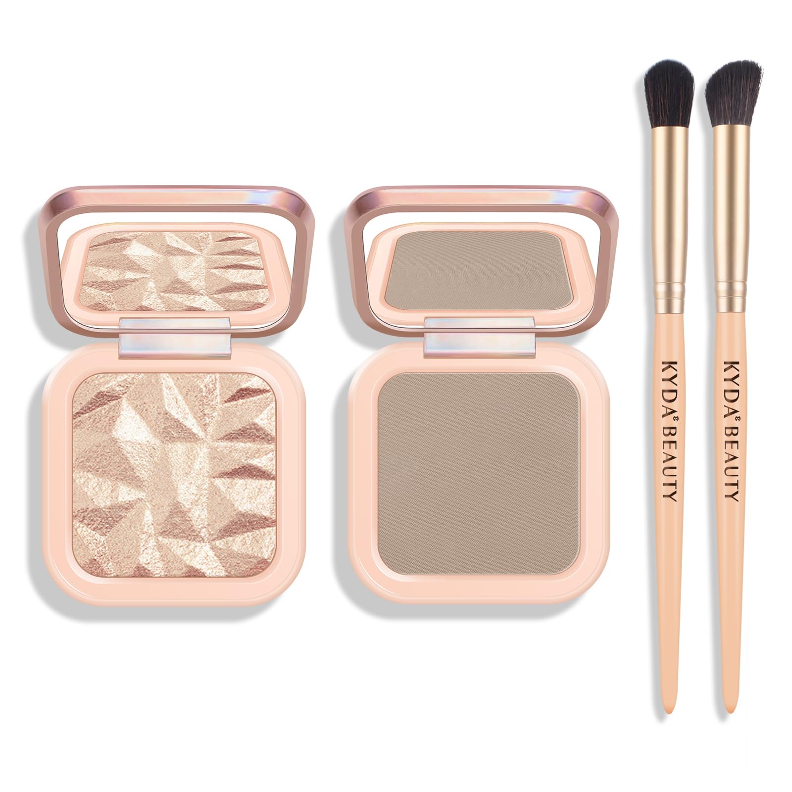 Baked Highlighter Contour Palette, Champagne Face Illuminator & Natural Matte Contour, Lasting Glow Face Sculpting Contouring Makeup, Buildable Shimmer Color, Sun Glow & Taupe