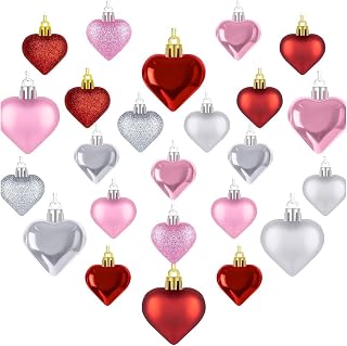 YOGOTEU 24 colgantes colgantes en forma de corazón para San Valentín, decoración de bodas y San Valentín, color rosa