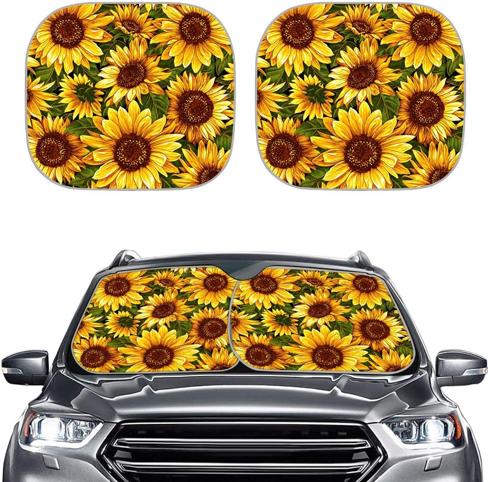 TOADDMOS Bright Sunflower Floral Sun Shield for Car Front Windows Foldable Sun Visor Protector Blocks 99% UV Rays and Keeps Your Vehicle Cool for Most Sedans SUV Truck