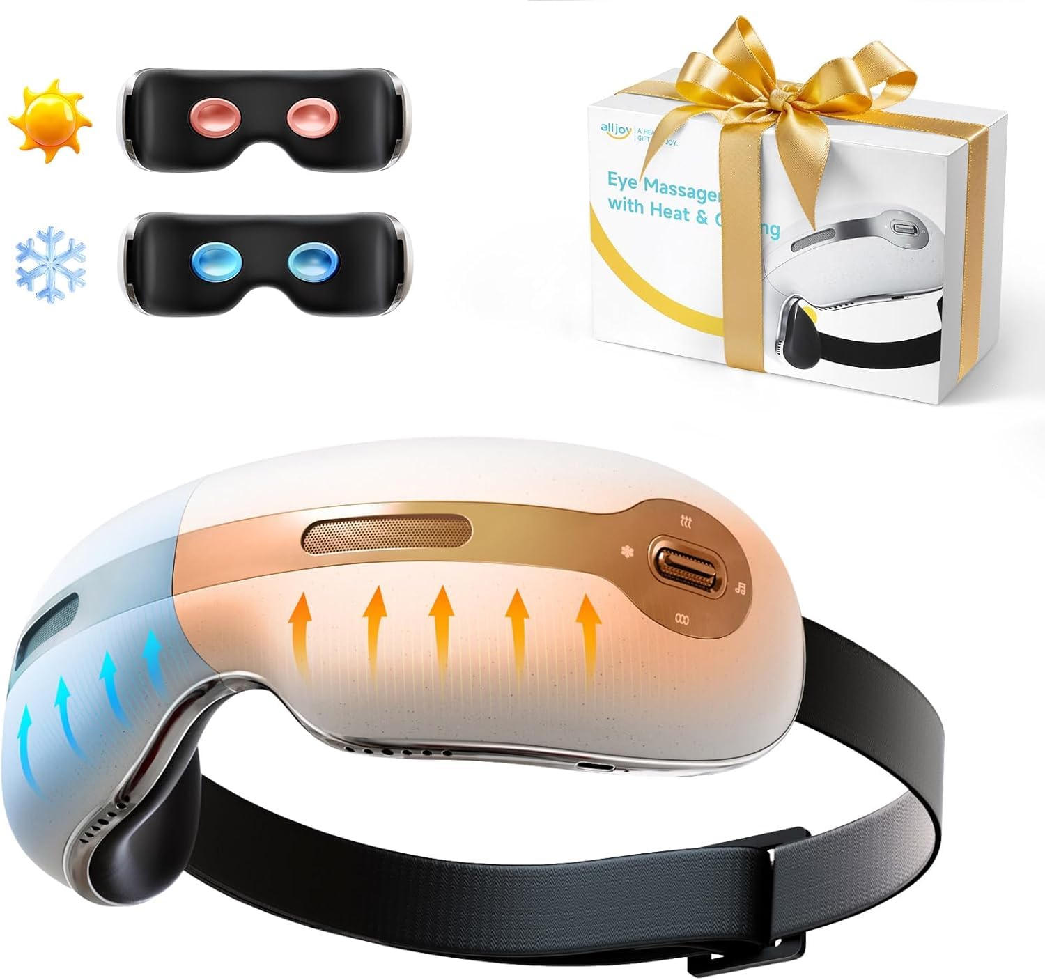 ALLJOY Eye Massager with Heat and Cooling for Migraines Eye Massager for Relief of Migraine Dry Eyes Sleep