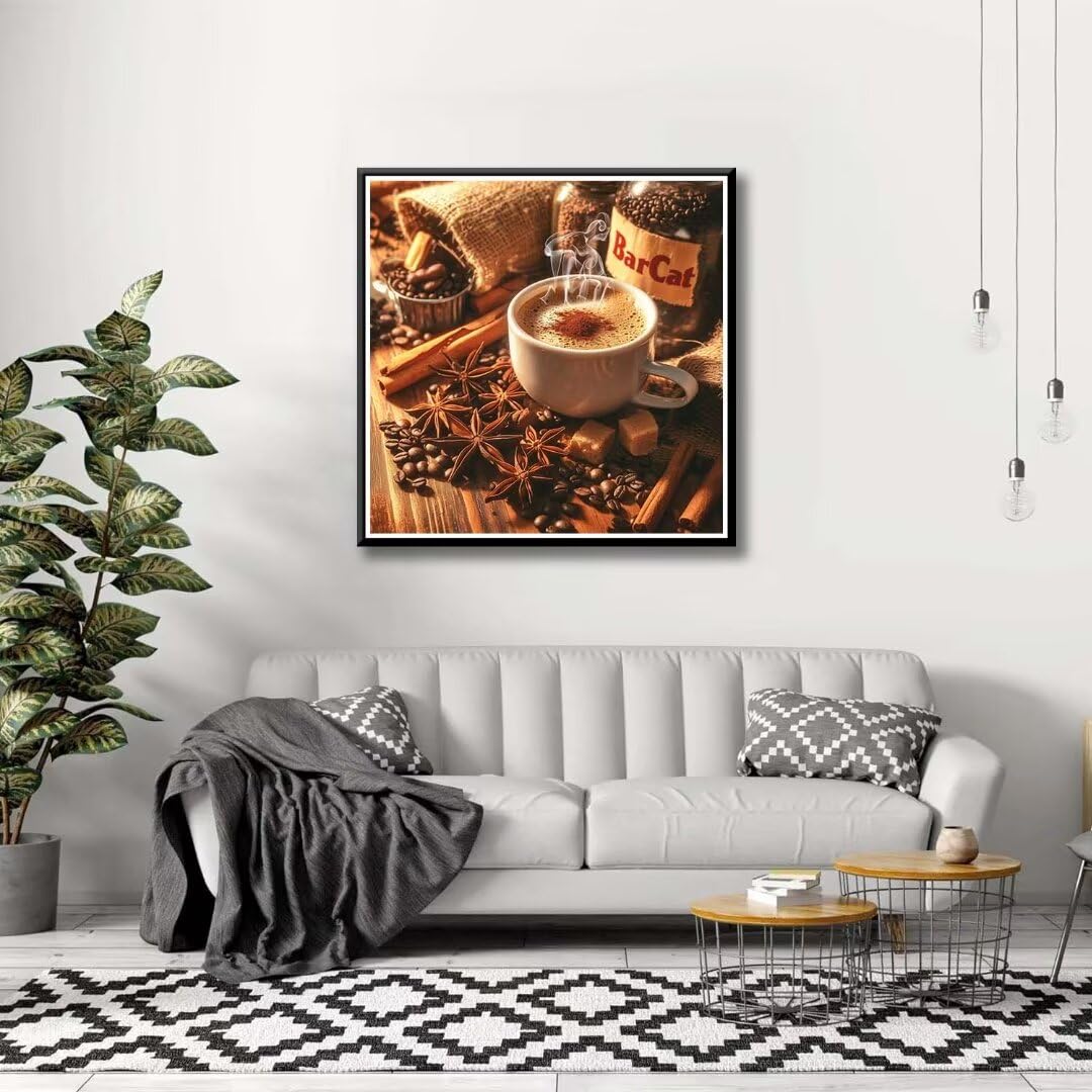Amazon | ダイヤモンドアート コーヒー 60x60cm 丸型 いビーズ