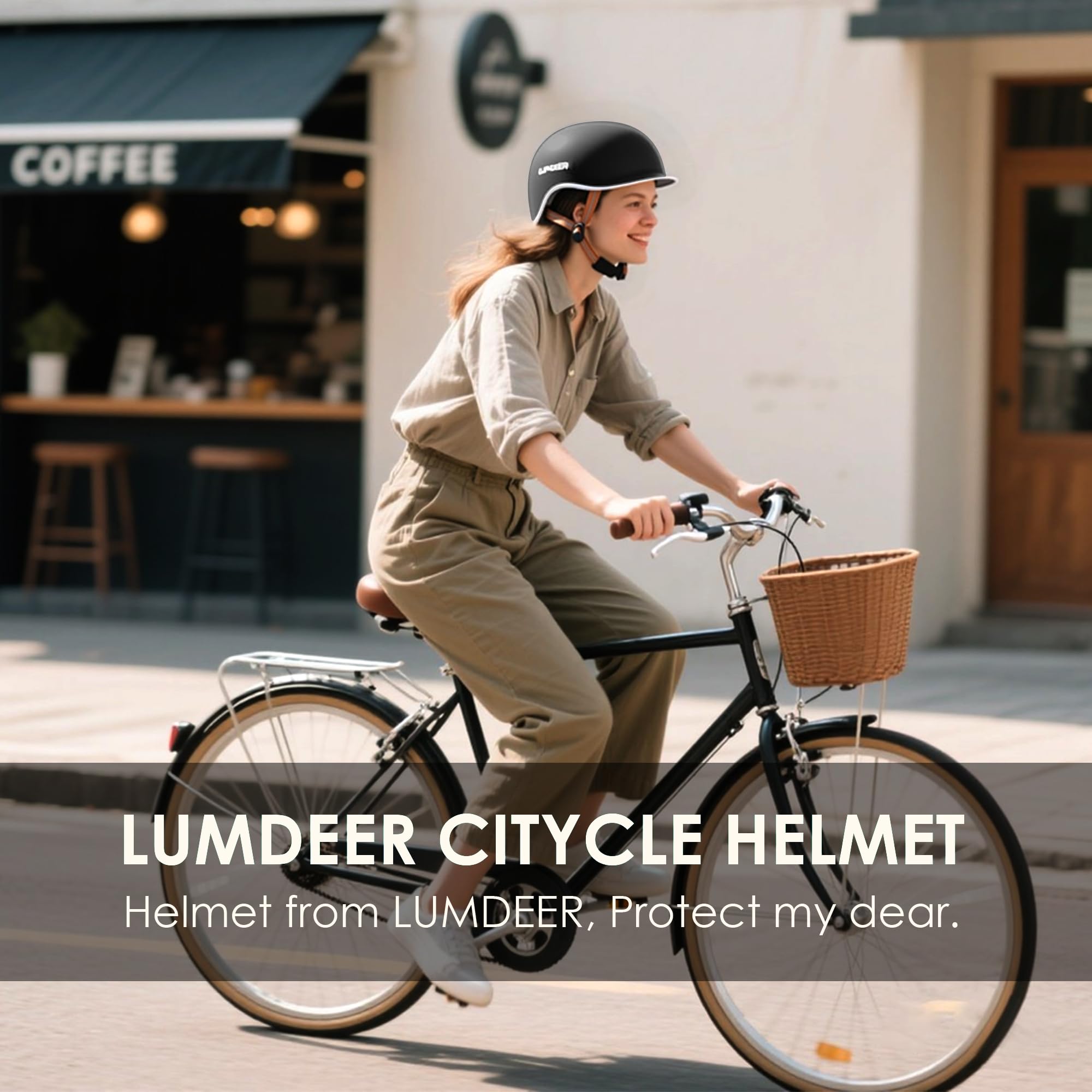 LUMDEER Kask rowerowy dla dorosłych, czapka bejsbolowa, kask miejski, stylowy kask rowerowy dla kobiet, do jazdy na rowerze miejskim