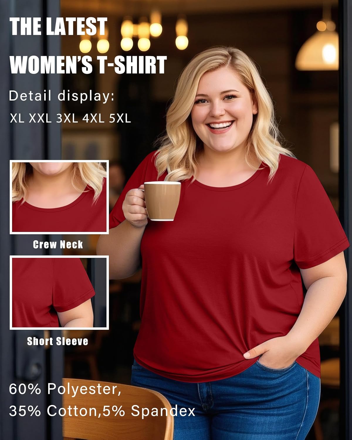 3 Pack Women's Plus Size Shirts, Scoop Neck Short Sleeve Casual Tops Basic Summer Tunic Tees - Image 7